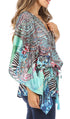 Blusa estilo bohemio de manga corta con cuello en V y estilo informal de gran tamaño para mujer de Sakkas Danis