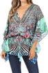 Blusa estilo bohemio de manga corta con cuello en V y estilo informal de gran tamaño para mujer de Sakkas Danis