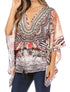 Blusa estilo bohemio de manga corta con cuello en V y estilo informal de gran tamaño para mujer de Sakkas Danis