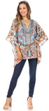 Blusa estilo bohemio de manga corta con cuello en V y estilo informal de gran tamaño para mujer de Sakkas Danis