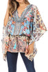 Blusa estilo bohemio de manga corta con cuello en V y estilo informal de gran tamaño para mujer de Sakkas Danis