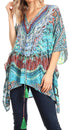 Blusa estilo bohemio de manga corta con cuello en V y estilo informal de gran tamaño para mujer de Sakkas Danis
