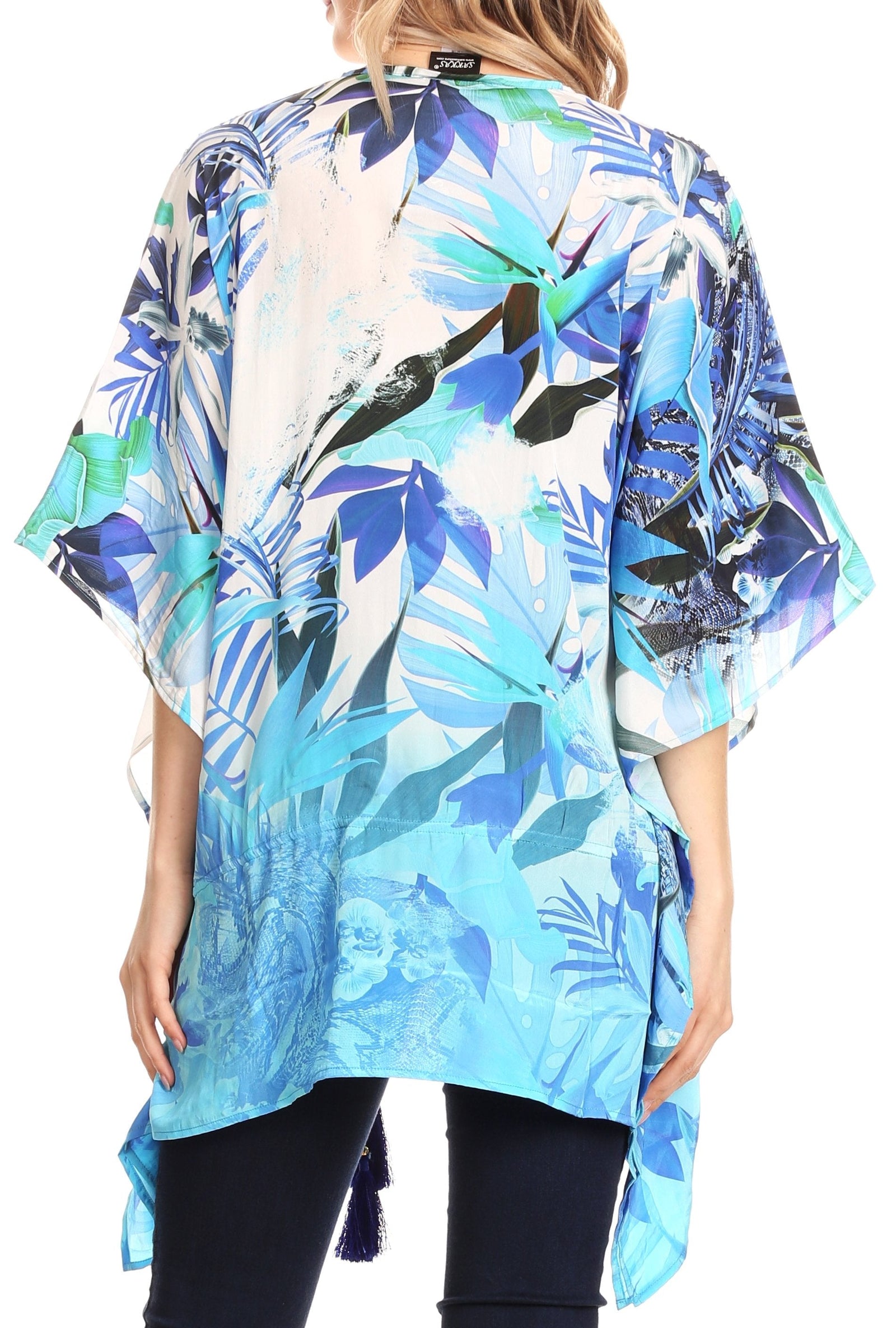 Blusa estilo bohemio de manga corta con cuello en V y estilo informal de gran tamaño para mujer de Sakkas Danis