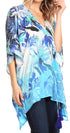 Blusa estilo bohemio de manga corta con cuello en V y estilo informal de gran tamaño para mujer de Sakkas Danis