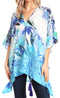 Blusa estilo bohemio de manga corta con cuello en V y estilo informal de gran tamaño para mujer de Sakkas Danis