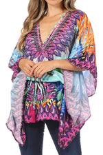 Blusa estilo bohemio de manga corta con cuello en V y estilo informal de gran tamaño para mujer de Sakkas Danis