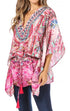Blusa estilo bohemio de manga corta con cuello en V y estilo informal de gran tamaño para mujer de Sakkas Danis
