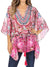Blusa estilo bohemio de manga corta con cuello en V y estilo informal de gran tamaño para mujer de Sakkas Danis