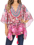 Blusa estilo bohemio de manga corta con cuello en V y estilo informal de gran tamaño para mujer de Sakkas Danis