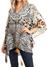 Blusa estilo bohemio de manga corta con cuello en V y estilo informal de gran tamaño para mujer de Sakkas Danis