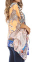 Blusa estilo bohemio de manga corta con cuello en V y estilo informal de gran tamaño para mujer de Sakkas Danis