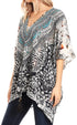 Blusa estilo bohemio de manga corta con cuello en V y estilo informal de gran tamaño para mujer de Sakkas Danis