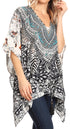Blusa estilo bohemio de manga corta con cuello en V y estilo informal de gran tamaño para mujer de Sakkas Danis