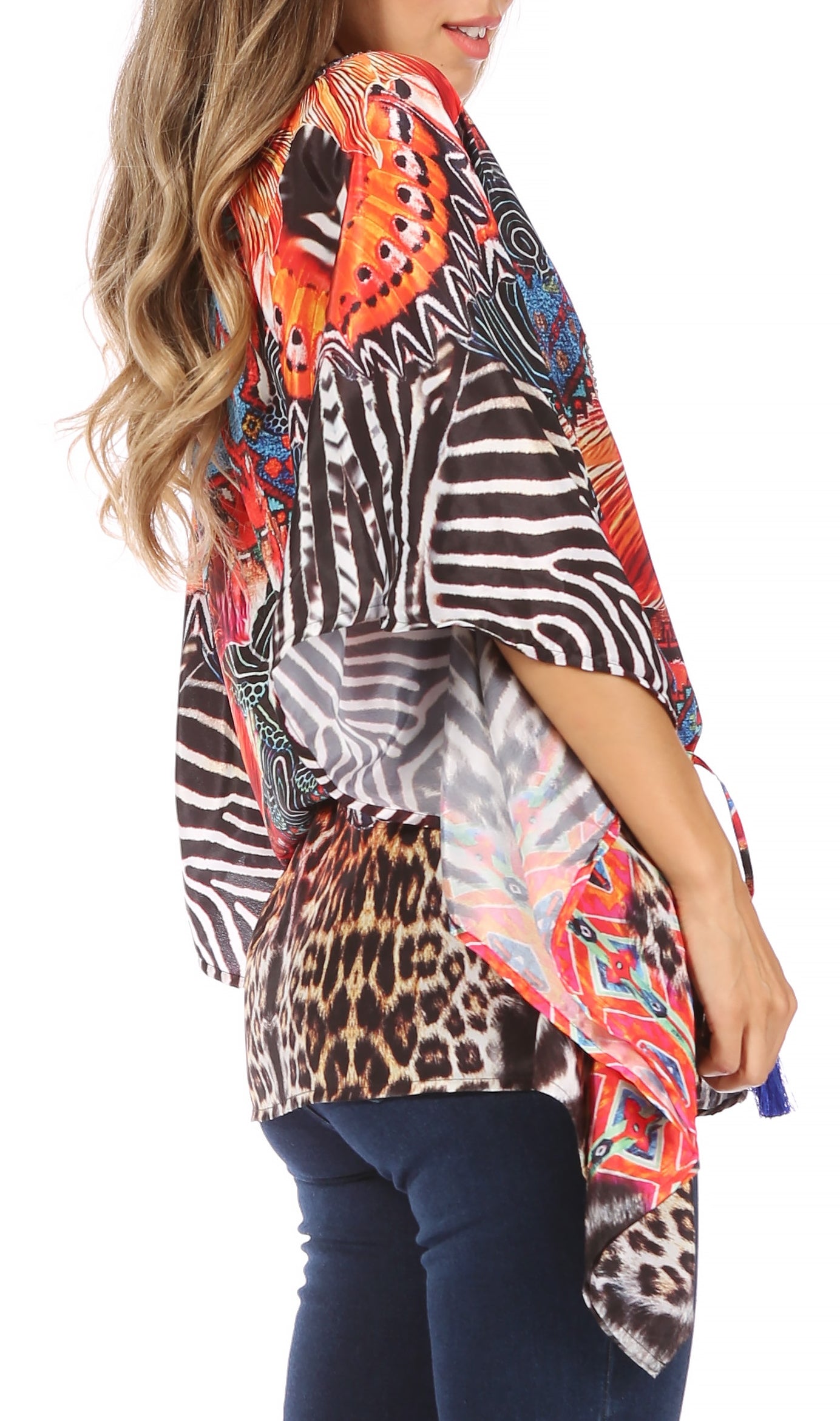 Blusa estilo bohemio de manga corta con cuello en V y estilo informal de gran tamaño para mujer de Sakkas Danis