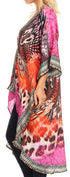 Sakkas Osiris Embellished Hi Low V-Neck Clasp Beach Cover-Up Kimono Kaftan Tunic