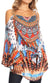 Sakkas Bosede Off Shoulder Bell Sleeve Casual Top Blouse w/Print and Rhimestones