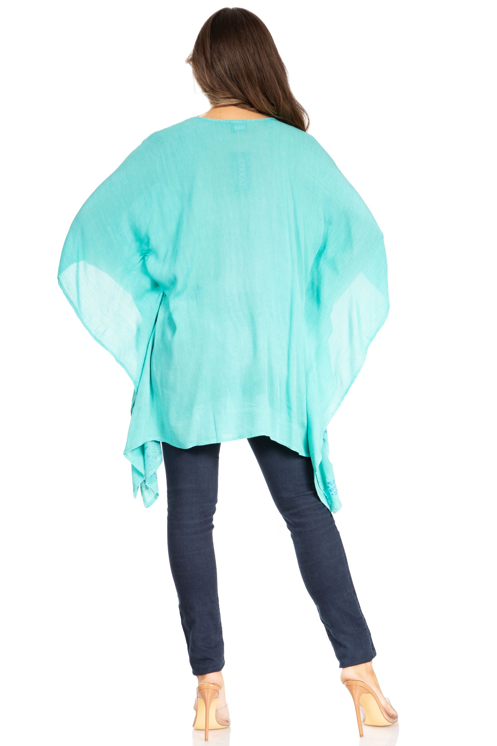 Blusa tipo túnica Sakkas Adalwin Third Tie Dye Desert Sun Circle Ponch con bordado