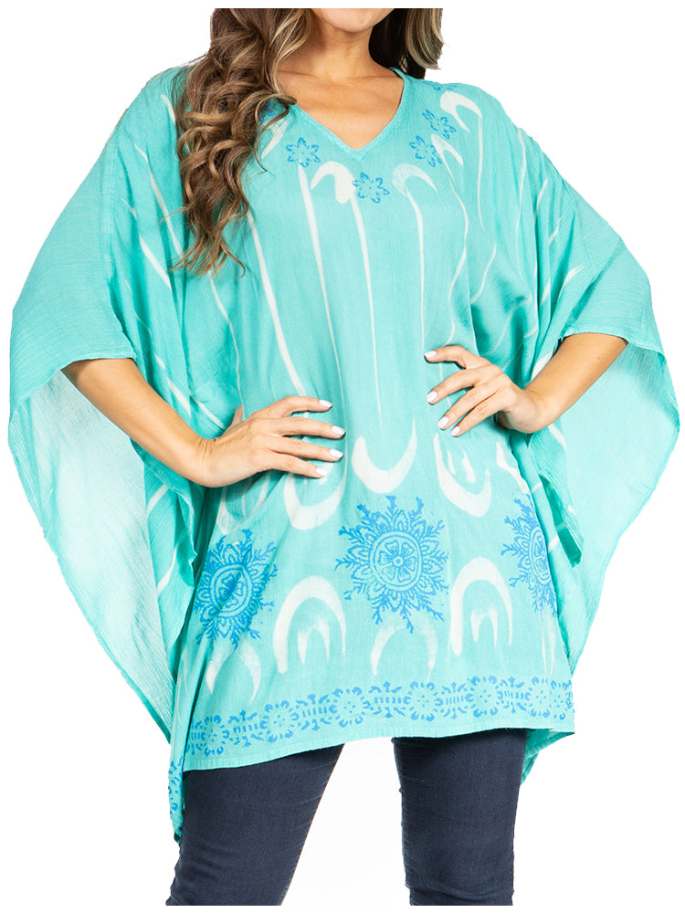 Blusa tipo túnica Sakkas Adalwin Third Tie Dye Desert Sun Circle Ponch con bordado