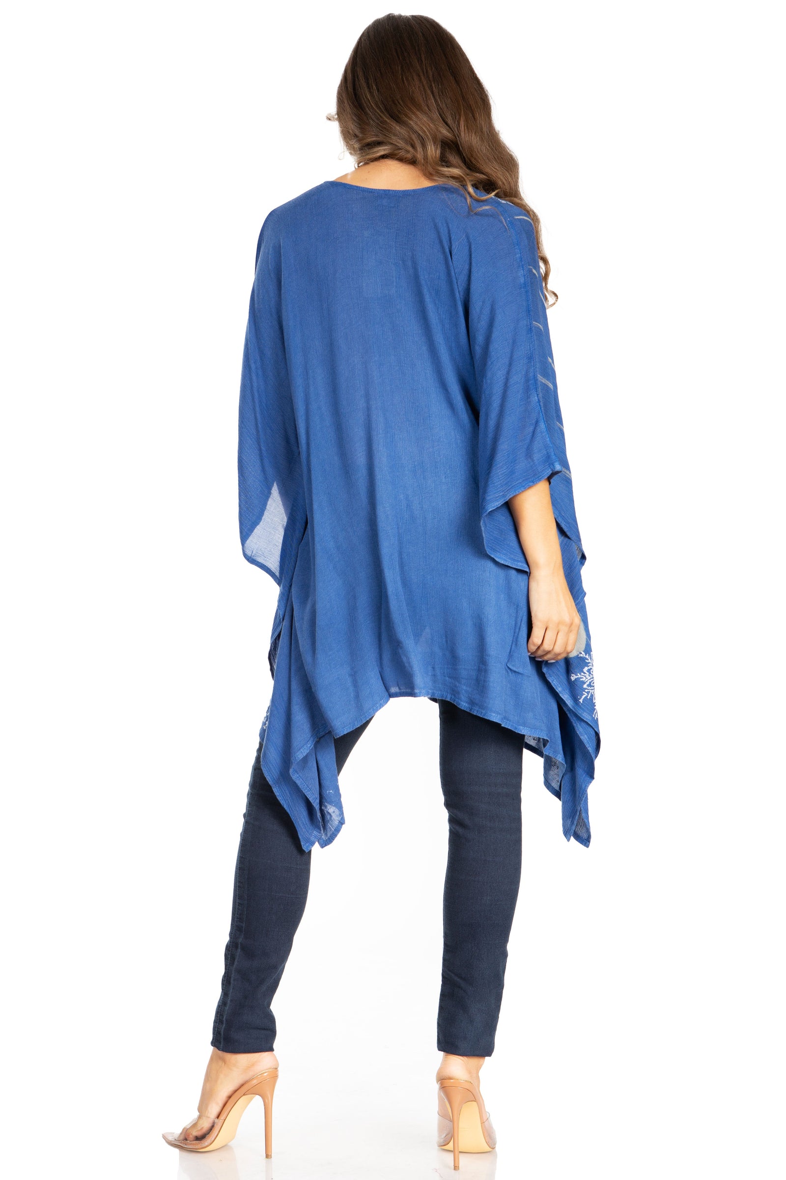 Blusa tipo túnica Sakkas Adalwin Third Tie Dye Desert Sun Circle Ponch con bordado