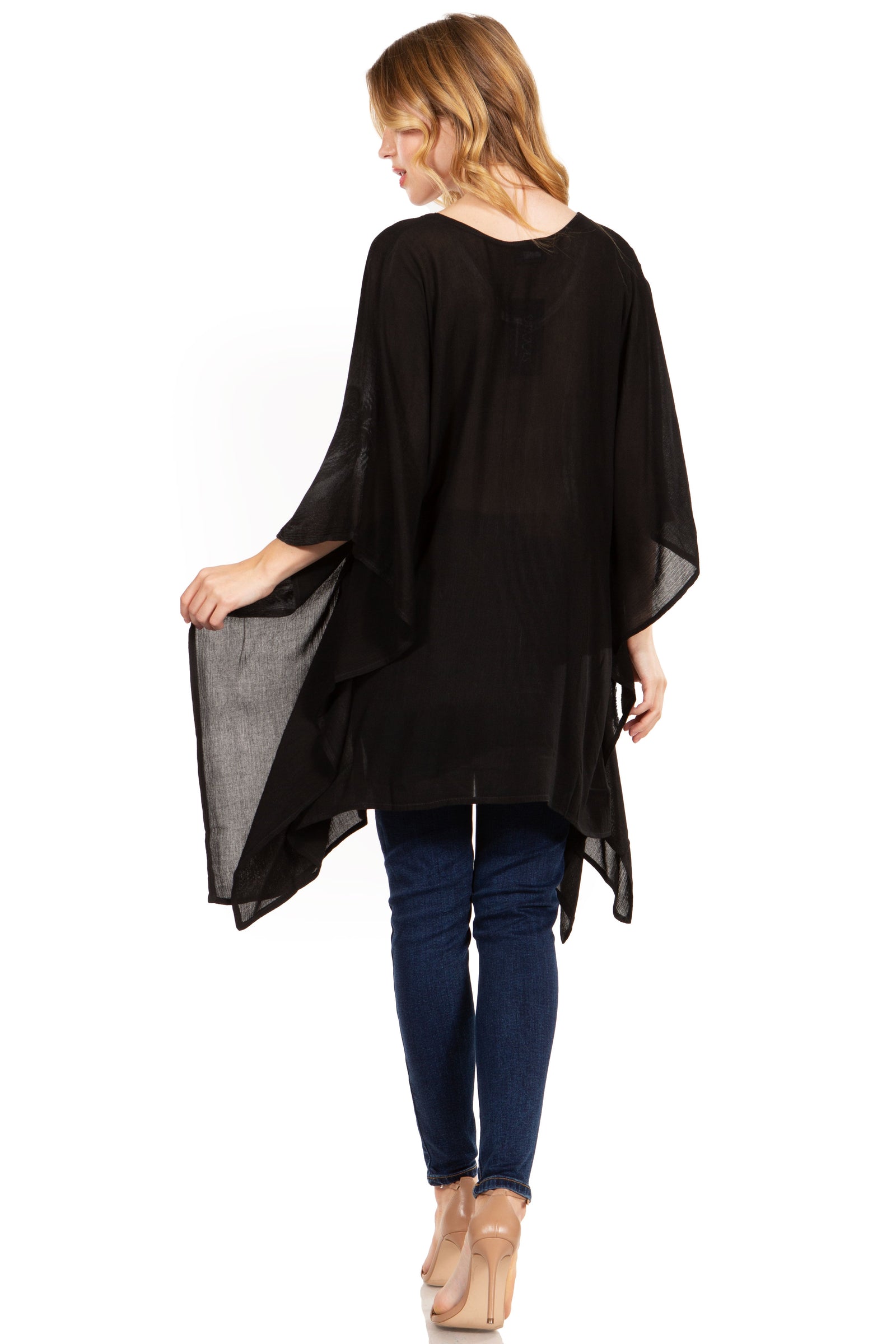 Blusa tipo túnica Sakkas Adalwin Third Tie Dye Desert Sun Circle Ponch con bordado
