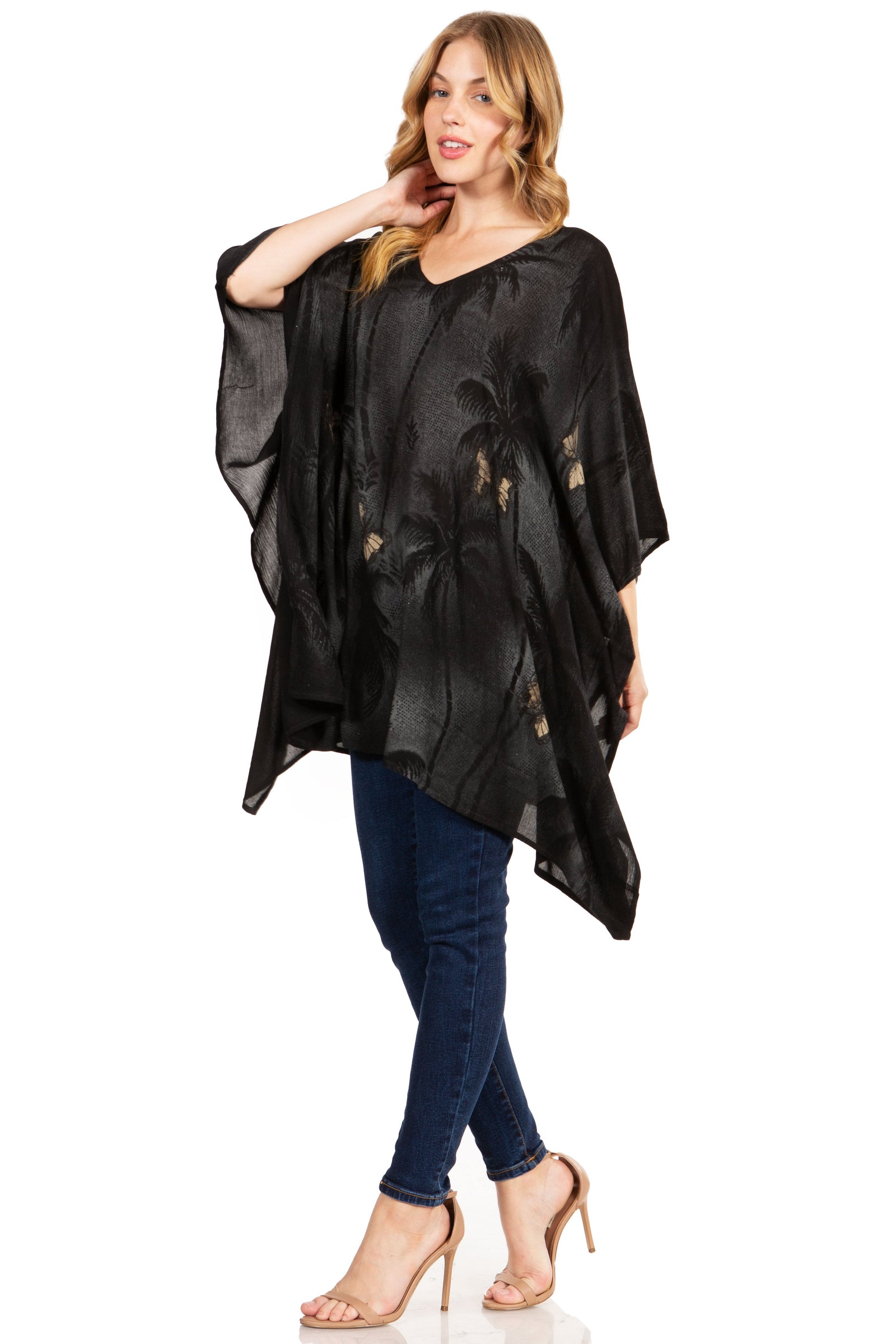 Blusa tipo túnica Sakkas Adalwin Third Tie Dye Desert Sun Circle Ponch con bordado