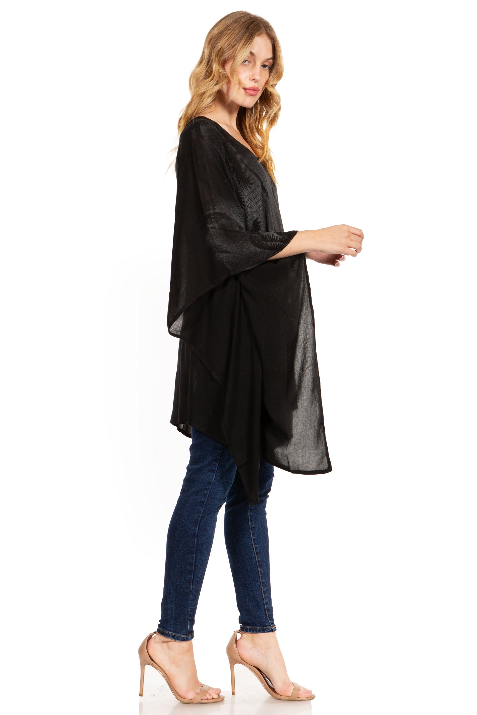 Blusa tipo túnica Sakkas Adalwin Third Tie Dye Desert Sun Circle Ponch con bordado