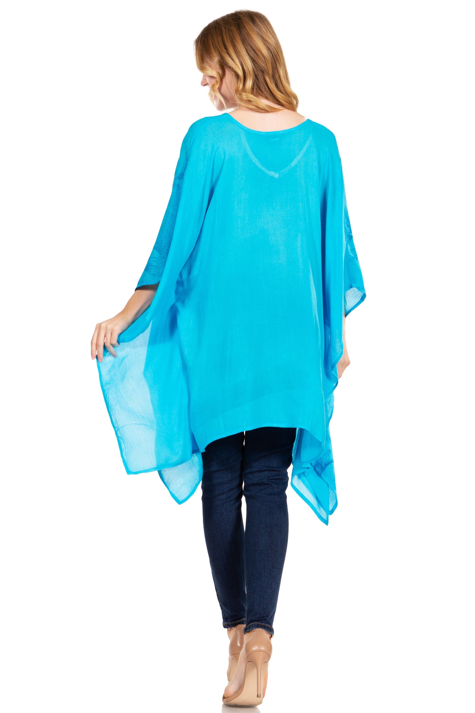 Blusa tipo túnica Sakkas Adalwin Third Tie Dye Desert Sun Circle Ponch con bordado