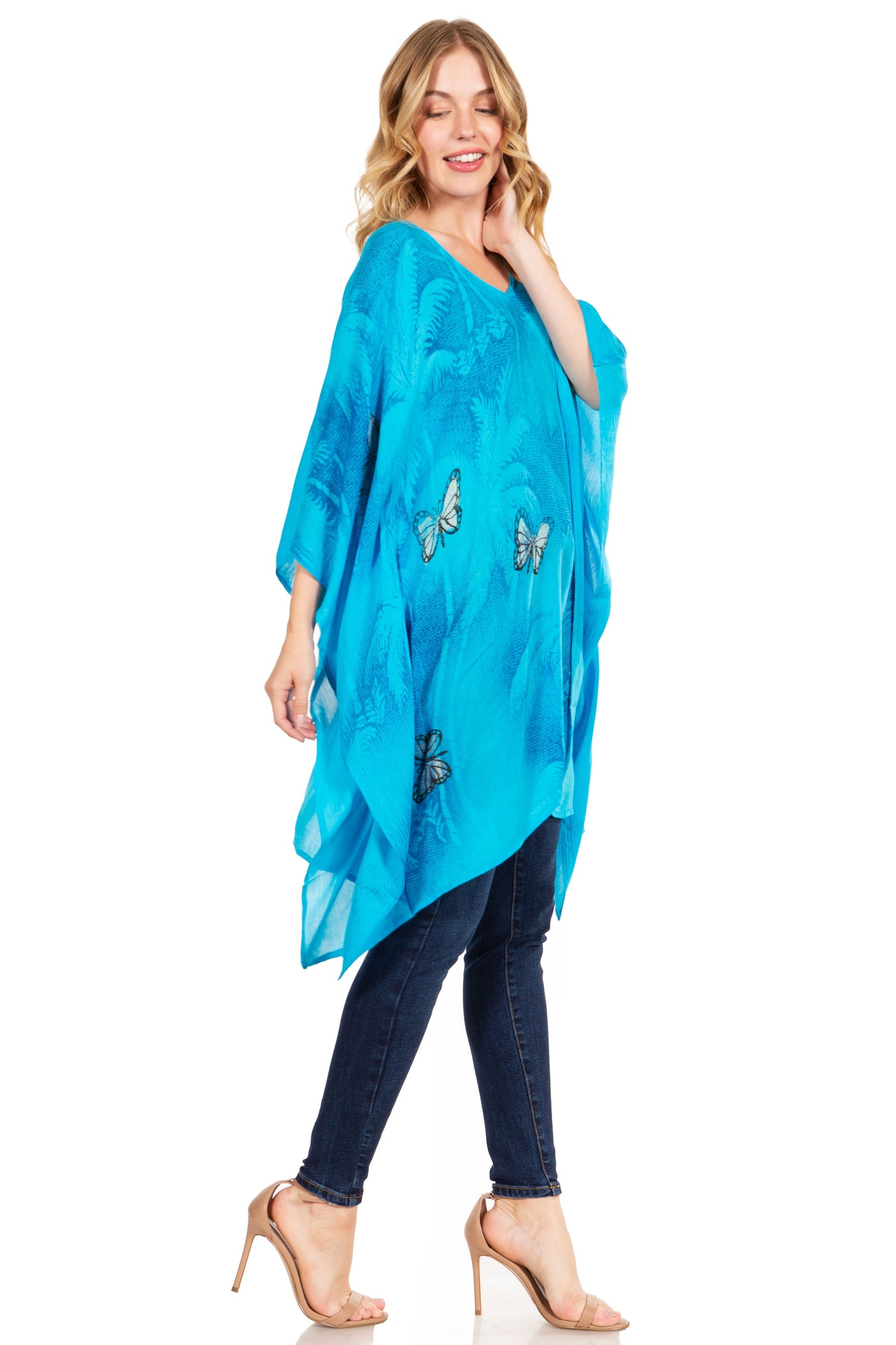 Blusa tipo túnica Sakkas Adalwin Third Tie Dye Desert Sun Circle Ponch con bordado