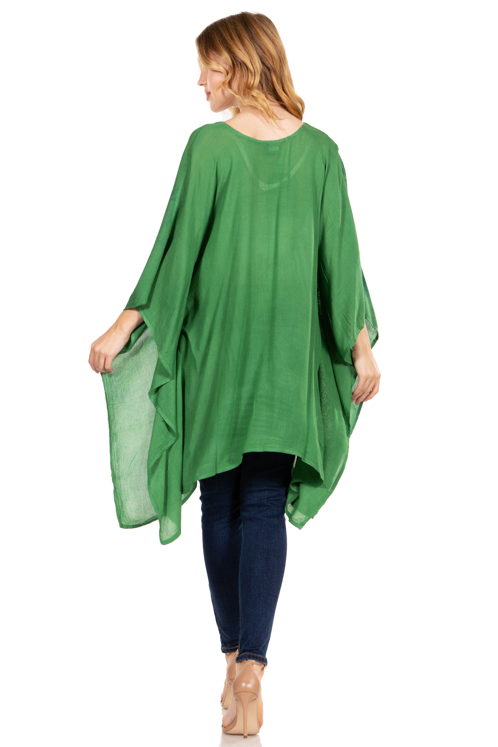 Blusa tipo túnica Sakkas Adalwin Third Tie Dye Desert Sun Circle Ponch con bordado