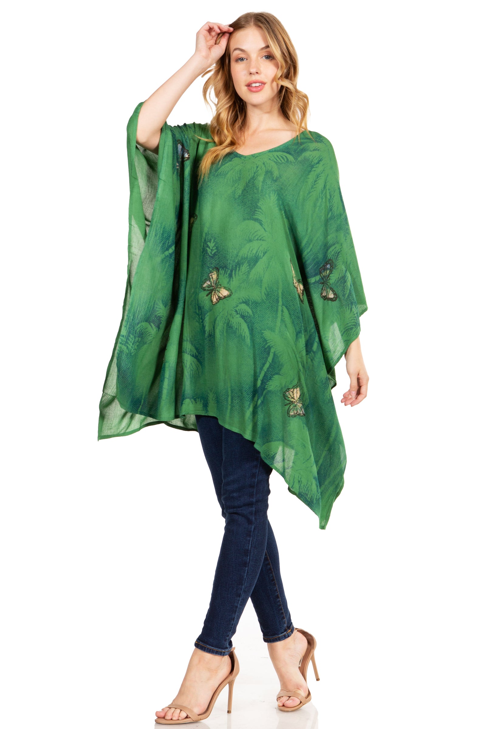 Blusa tipo túnica Sakkas Adalwin Third Tie Dye Desert Sun Circle Ponch con bordado