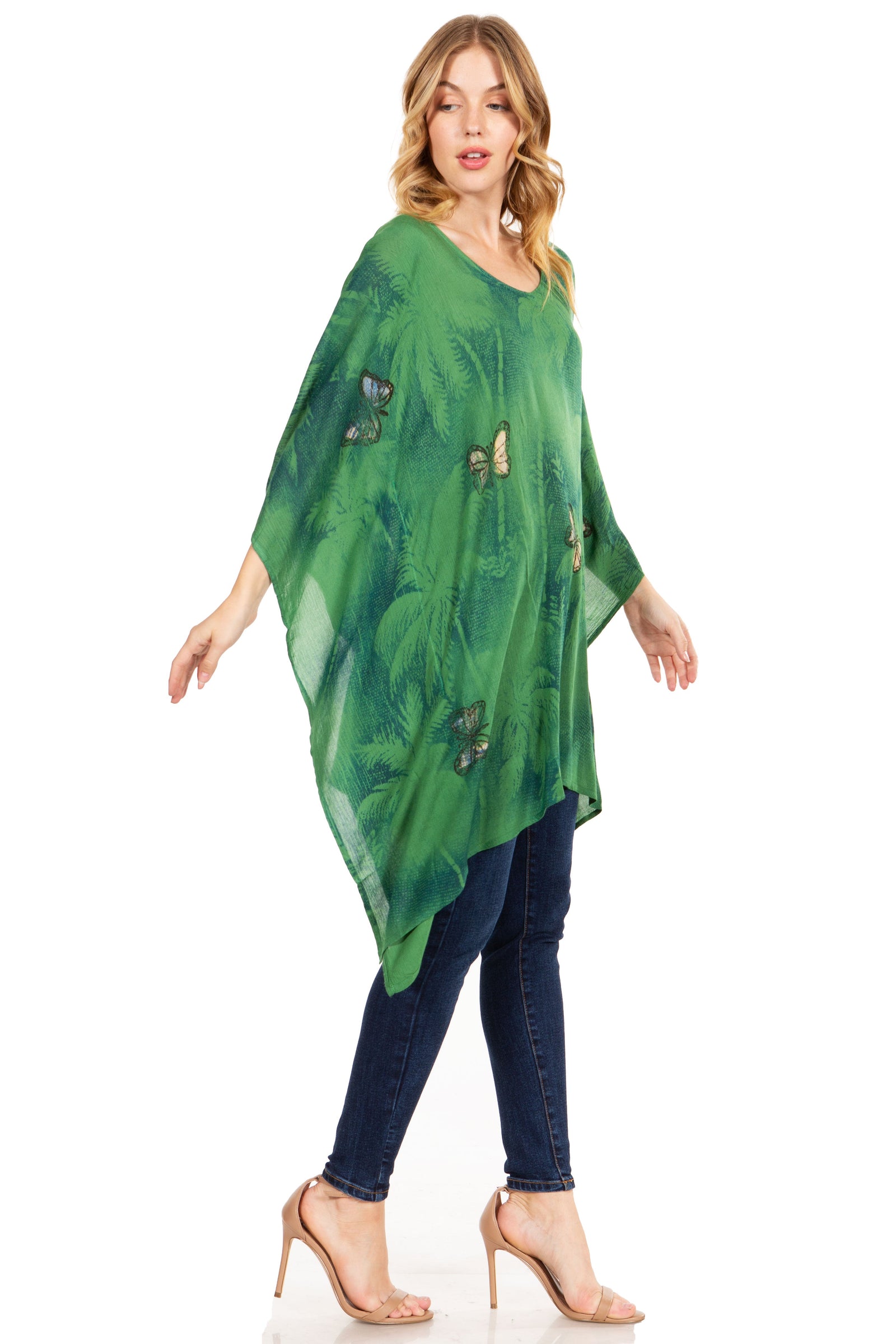 Blusa tipo túnica Sakkas Adalwin Third Tie Dye Desert Sun Circle Ponch con bordado