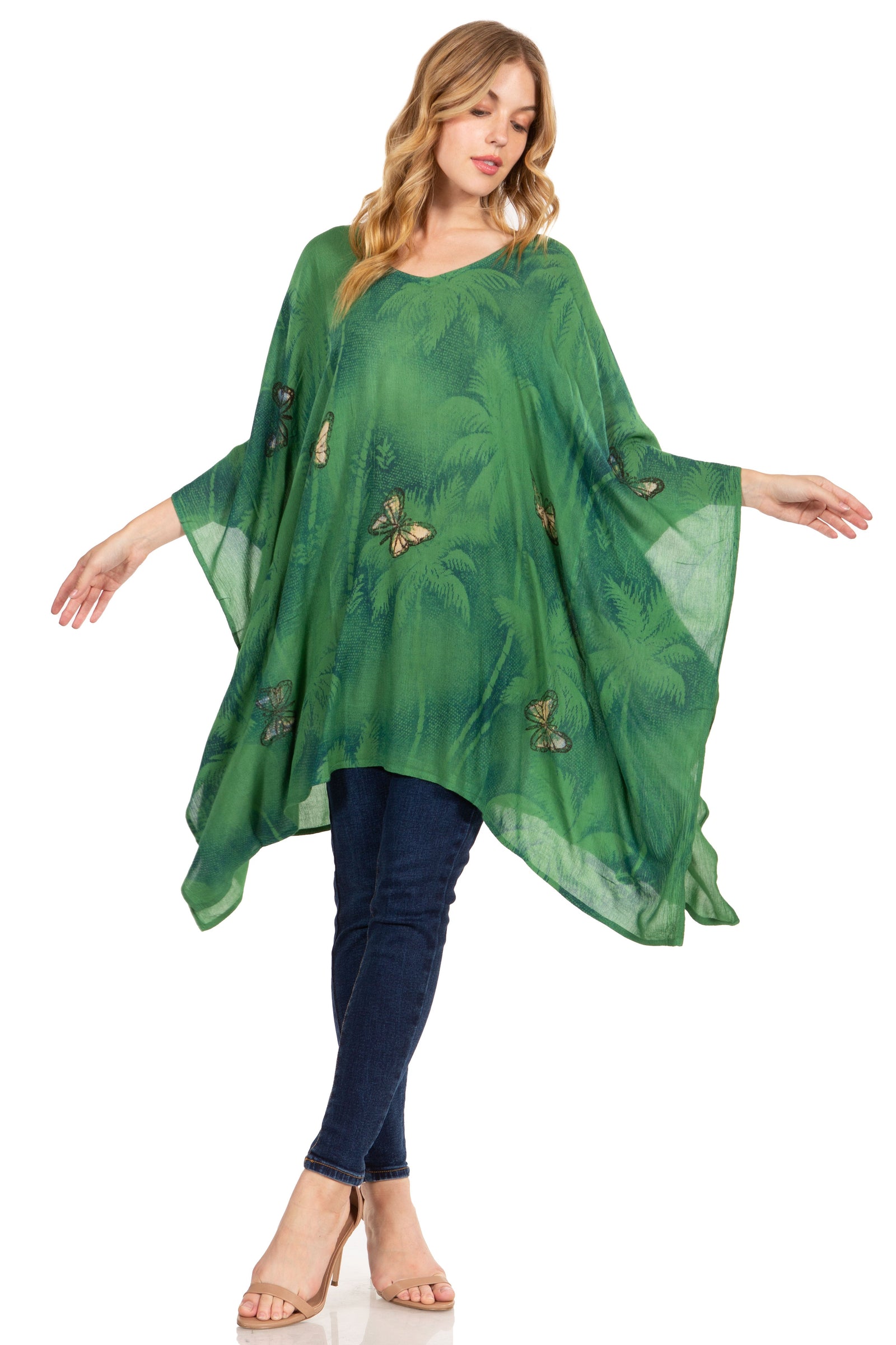 Blusa tipo túnica Sakkas Adalwin Third Tie Dye Desert Sun Circle Ponch con bordado