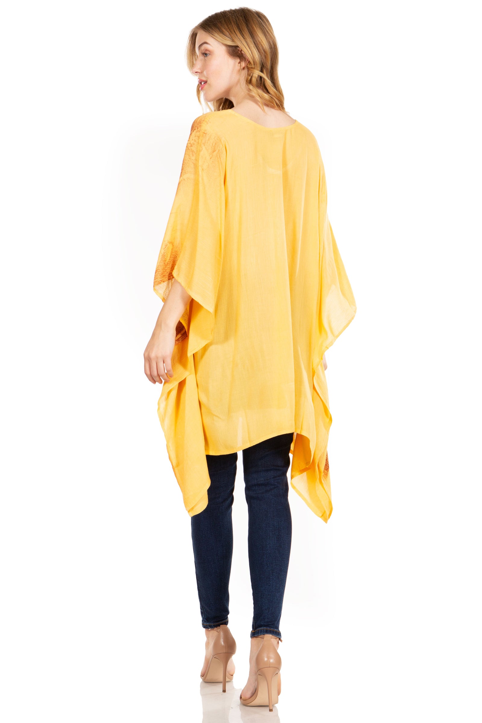 Blusa tipo túnica Sakkas Adalwin Third Tie Dye Desert Sun Circle Ponch con bordado