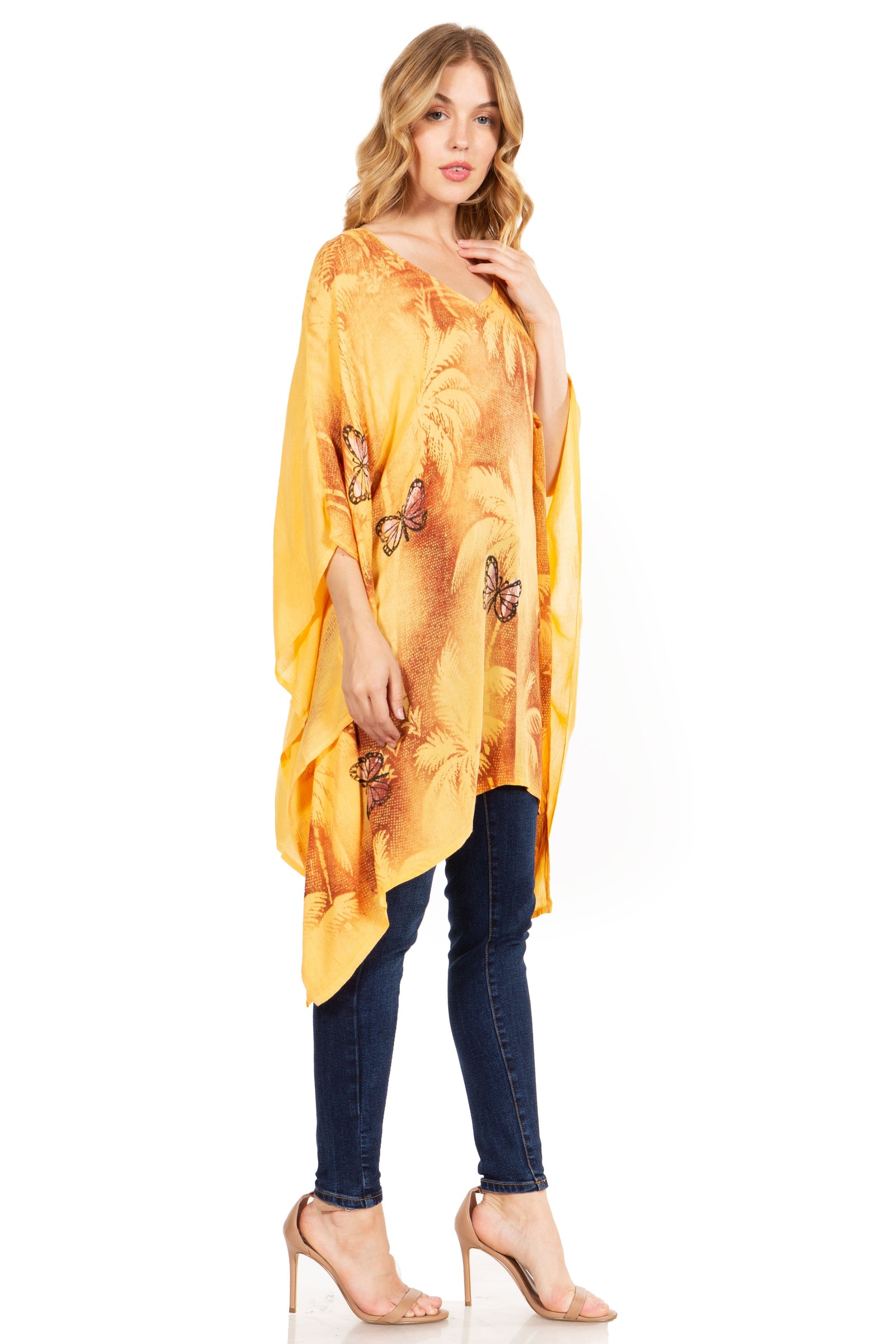 Blusa tipo túnica Sakkas Adalwin Third Tie Dye Desert Sun Circle Ponch con bordado