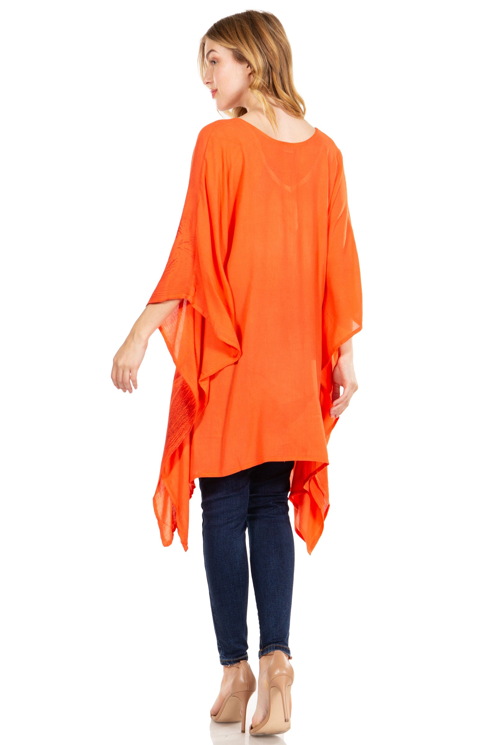 Blusa tipo túnica Sakkas Adalwin Third Tie Dye Desert Sun Circle Ponch con bordado