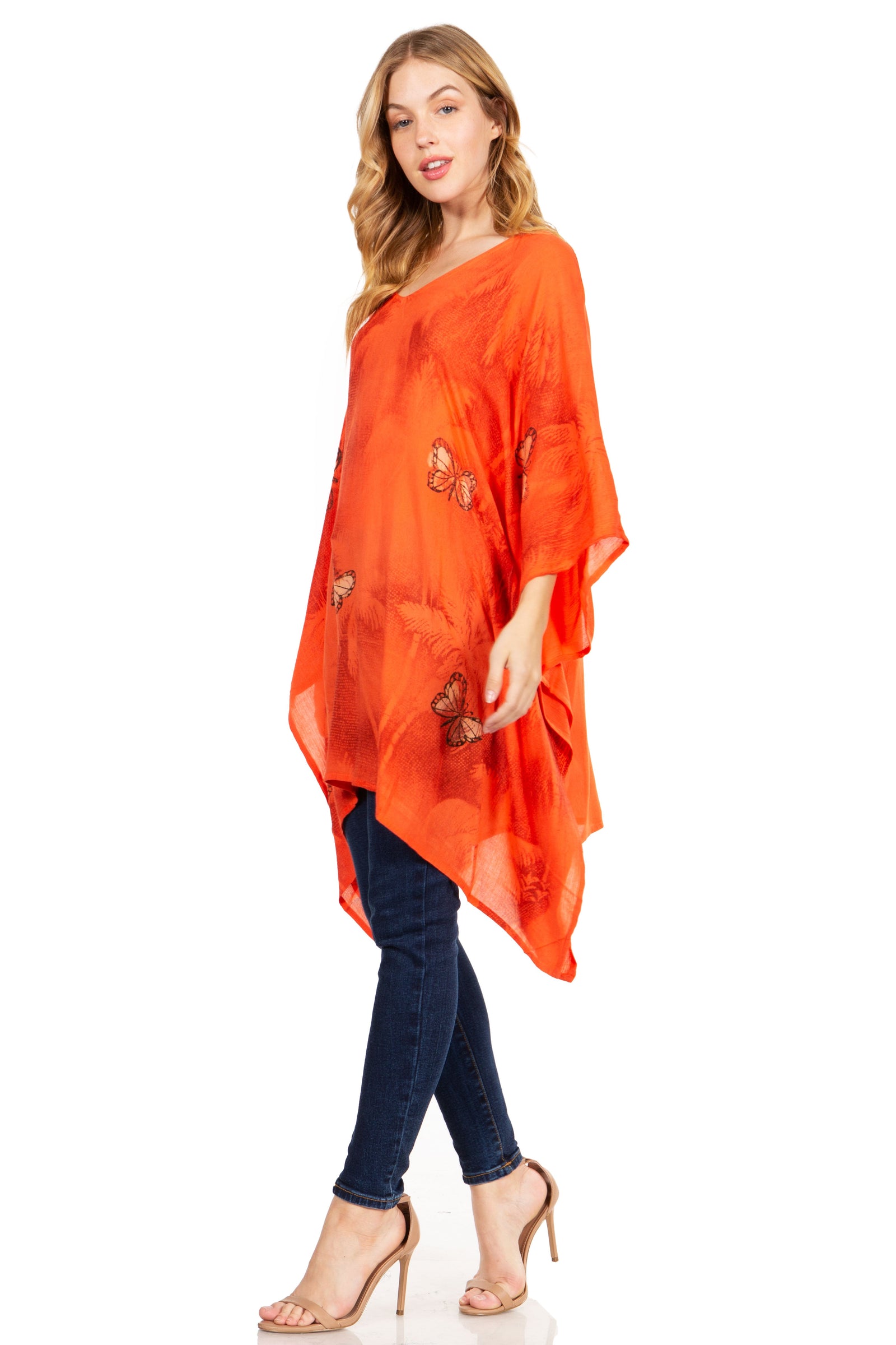 Blusa tipo túnica Sakkas Adalwin Third Tie Dye Desert Sun Circle Ponch con bordado