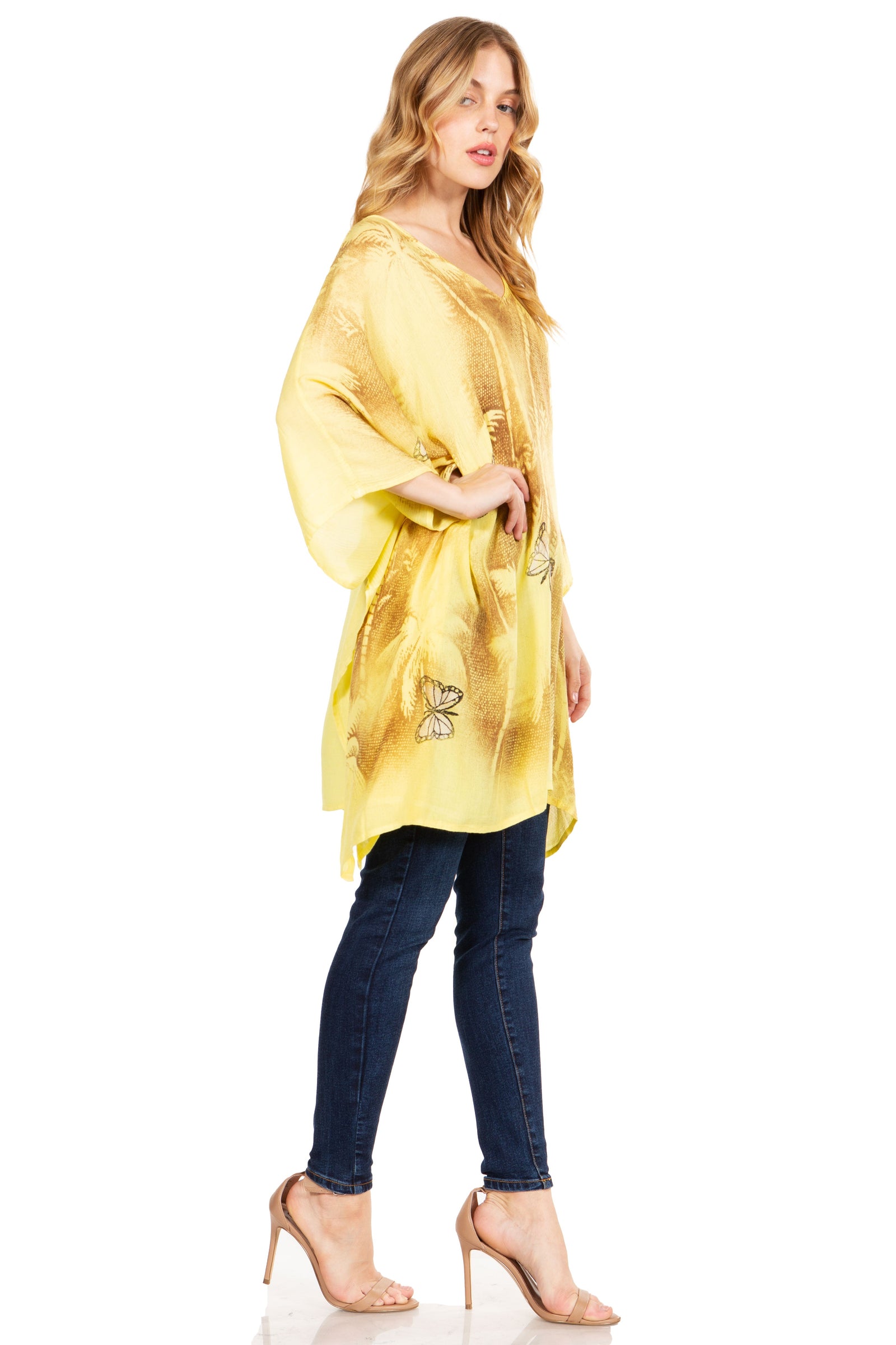 Blusa tipo túnica Sakkas Adalwin Third Tie Dye Desert Sun Circle Ponch con bordado