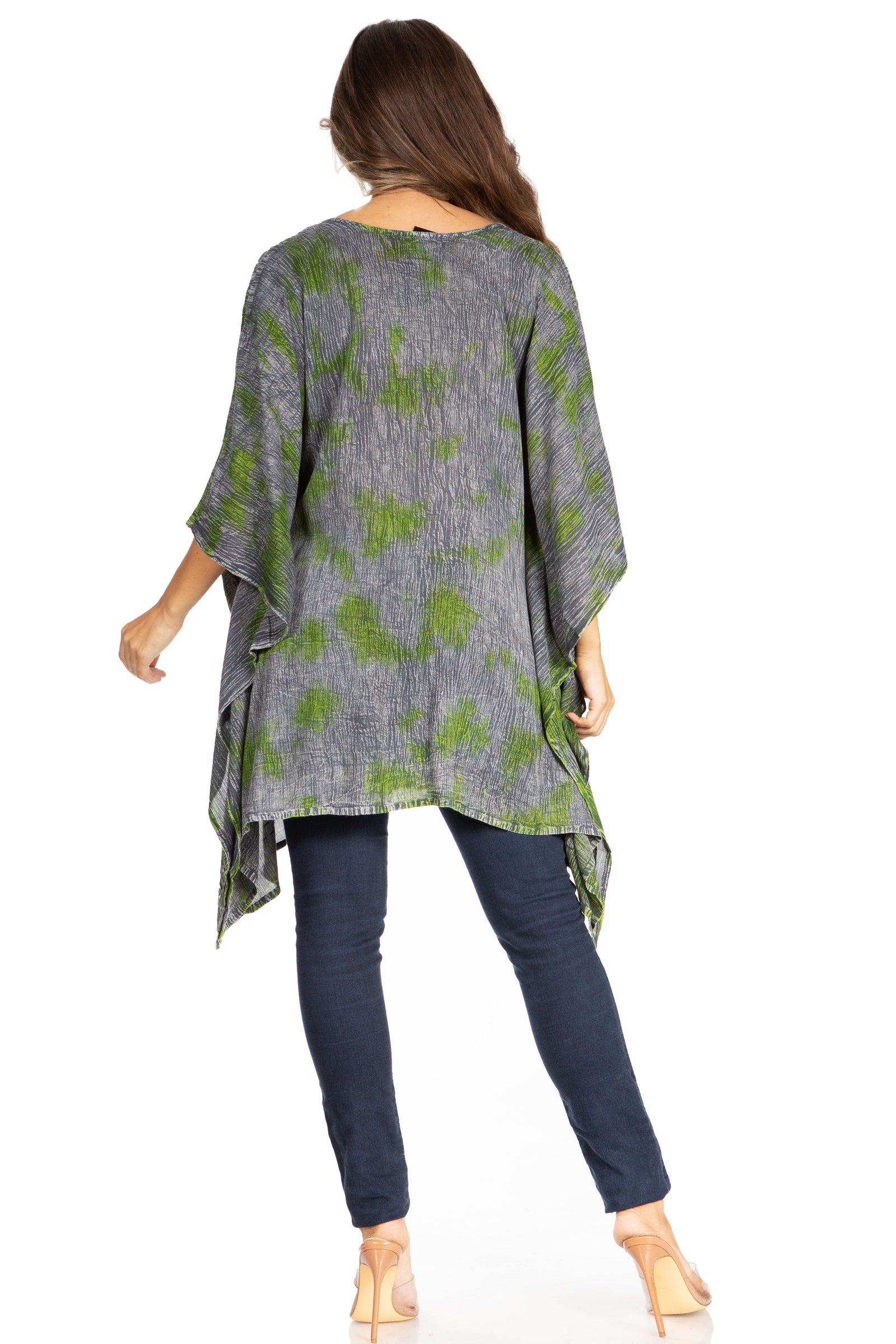 Blusa tipo túnica Sakkas Adalwin Third Tie Dye Desert Sun Circle Ponch con bordado