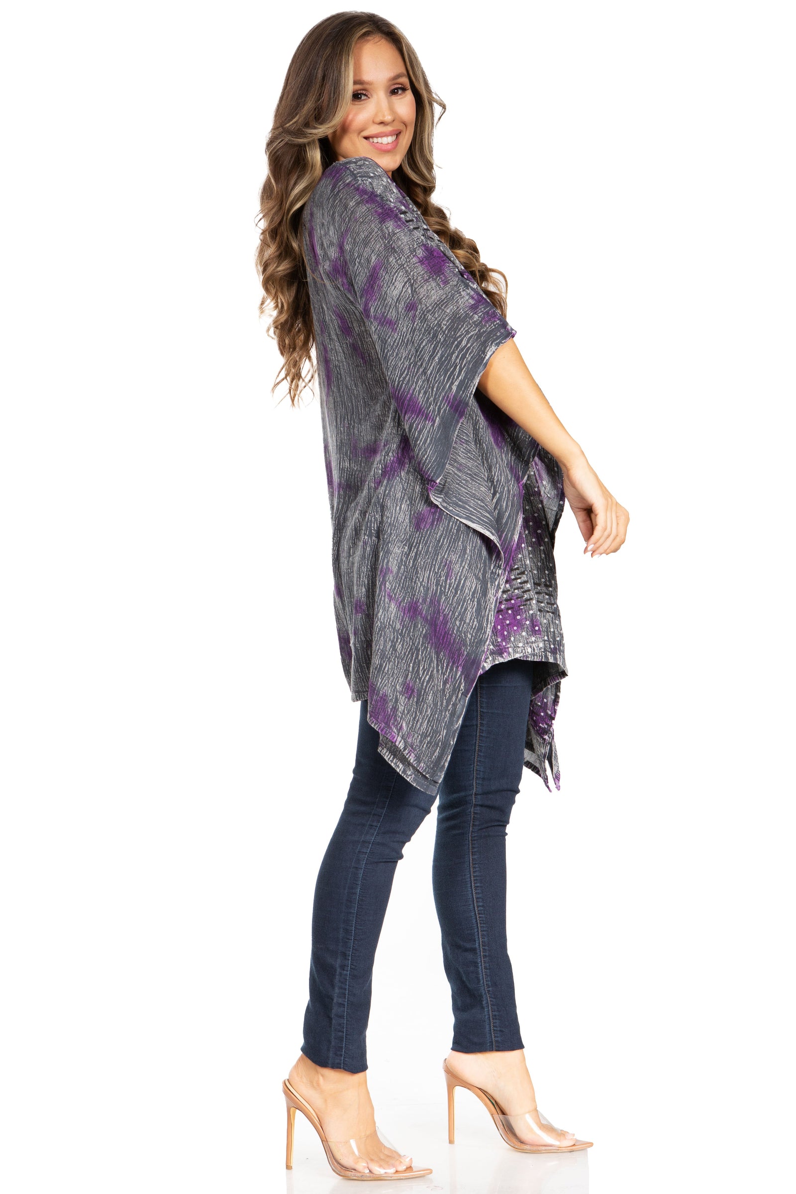Blusa tipo túnica Sakkas Adalwin Third Tie Dye Desert Sun Circle Ponch con bordado