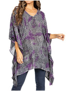 Blusa tipo túnica Sakkas Adalwin Third Tie Dye Desert Sun Circle Ponch con bordado