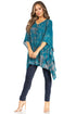 Blusa tipo túnica Sakkas Adalwin Third Tie Dye Desert Sun Circle Ponch con bordado