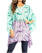Blusa tipo túnica Sakkas Adalwin Third Tie Dye Desert Sun Circle Ponch con bordado