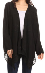 Sakkas Isenia Cardigan Open Front Kimono Long Sleeve Embroidered Top Blouse Lace