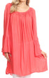 Sakkas Anna Casual Flowy Wide Neck 3/4 Sleeve Light Summer Boho Blouse Top