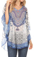 MKY Brigitte Women's Loose Casual Boho Short Sleeve Circle Blouse Top V-neck