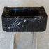 Lavabo de baño de pared rectangular de mármol negro Toros pulido (ancho) 12" (largo) 19" (alto) 7"