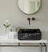 Lavabo de baño de pared rectangular de mármol negro Toros pulido (ancho) 12" (largo) 19" (alto) 7"