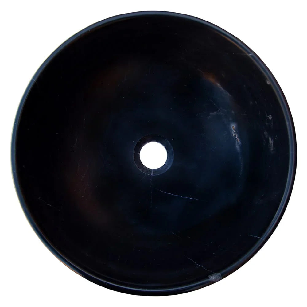 Toros Black Natural Stone Marble Above Vanity Bathroom Sink Semi-Polished (D)16