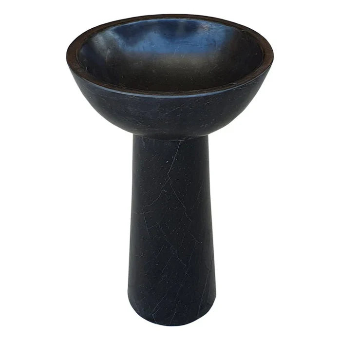Lavabo independiente con pedestal ovalado de piedra natural de mármol negro Toros (ancho) 17