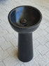 Lavabo independiente con pedestal ovalado de piedra natural de mármol negro Toros (ancho) 17" (largo) 20" (alto) 33,5" 